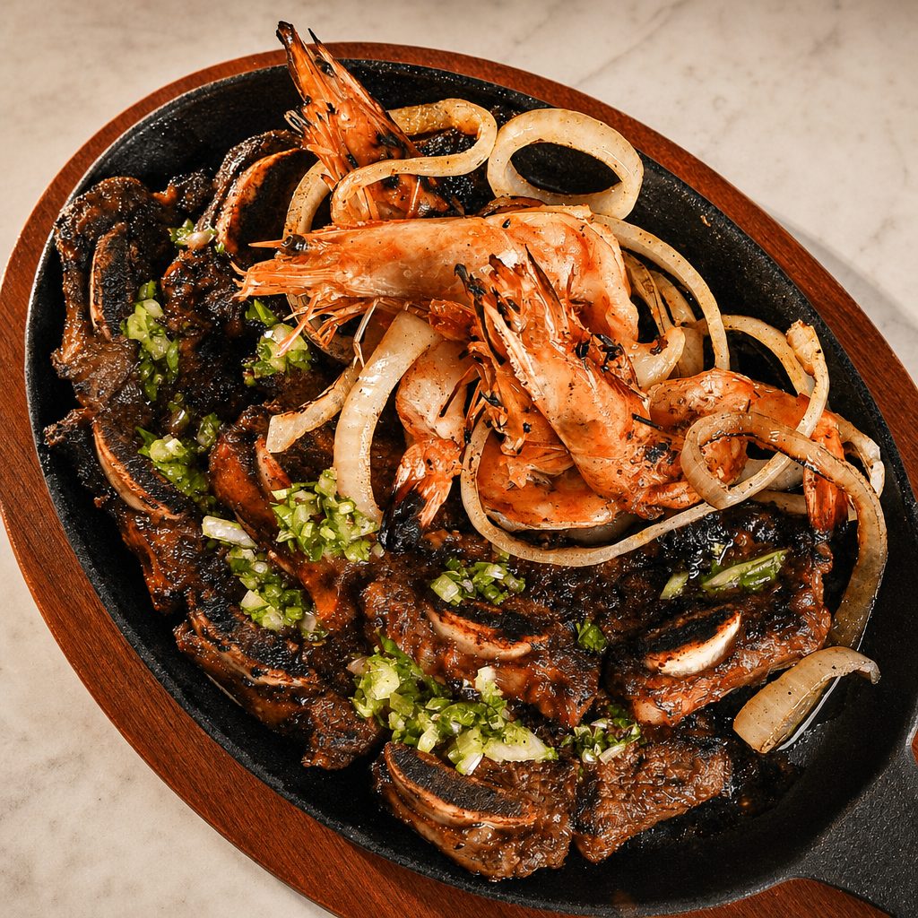 Baked Beef Ribs with Shrimps / Costillas de Res Mar & Tierra.