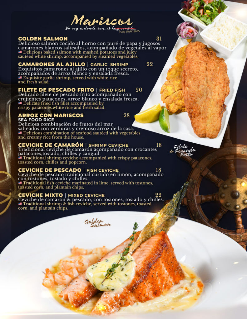 Sabor Latino Menu Mariscos